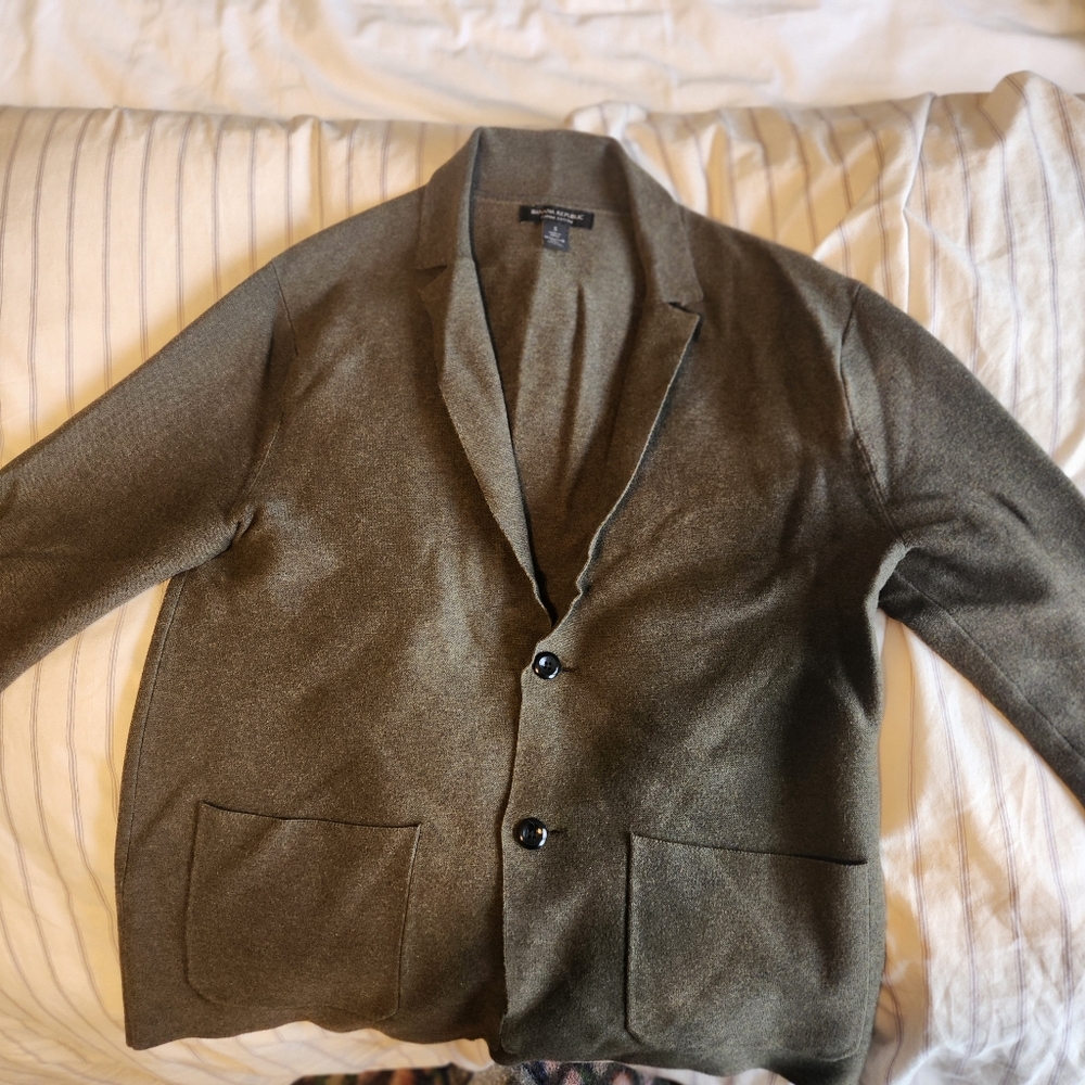 Banana Republic Milano Organic Cotton Sweater Blazer (S, Olive)